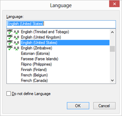 Language dialog