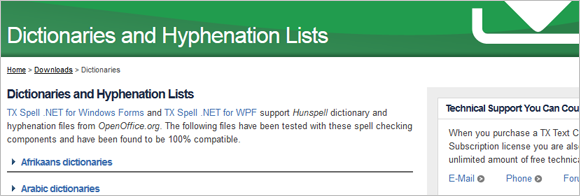 TX Spell .NET 4.0: New dictionaries and hyphenation lists available