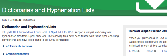 TX Spell .NET 4.0: New dictionaries and hyphenation lists available TX Spell .NET 4.0: New dictionaries and hyphenation lists available