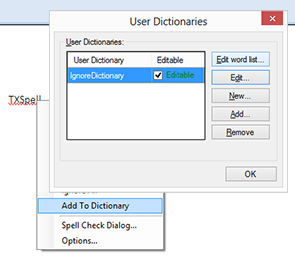 TX Spell .NET: Ignore word list using user dictionaries