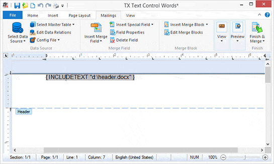 Using sub-templates in Text Control Reporting
