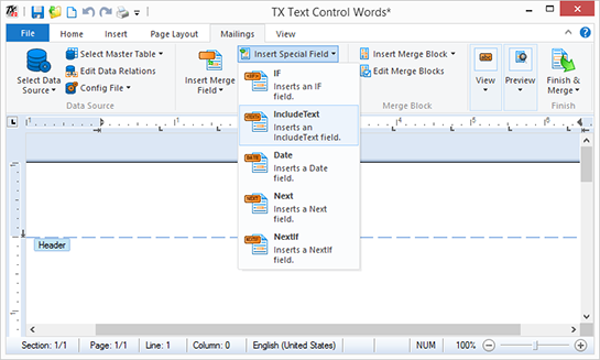 Using sub-templates in Text Control Reporting