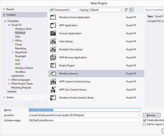 Windows Services in Visual Studio