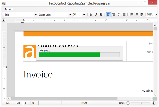 Reporting: Updating a progress bar during Merge processes