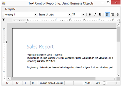 Advantages of using business objects with Text Control Reporting