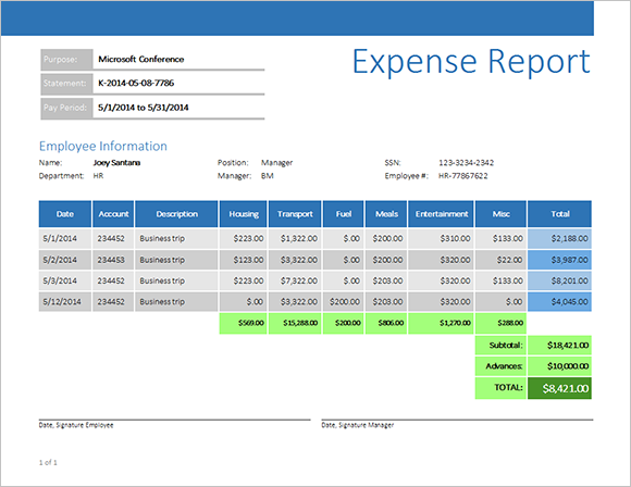 Reporting: Expense Report with Business Objects