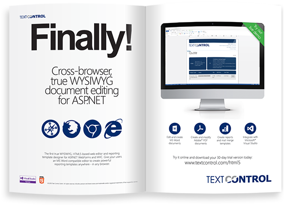 New Text Control HTML5 ad campaign