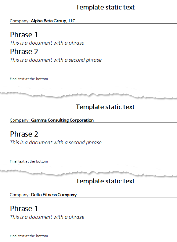 Conditional INCLUDETEXT fields, the results