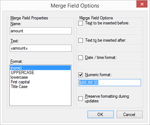 MailMerge: Formatting strings in merge fields