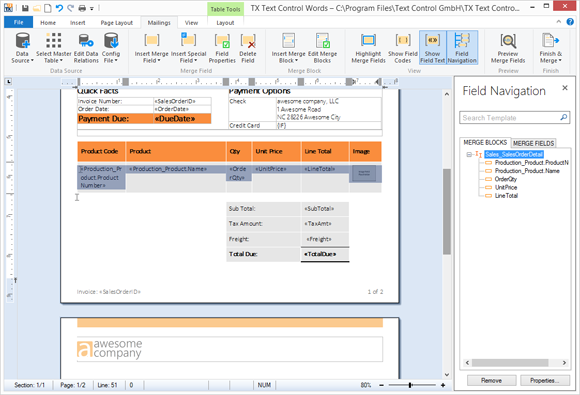 Sneak Peek: Field Navigation Panel in TX Text Control Words