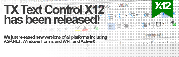TX Text Control X12 and TX Spell 6.0 released
