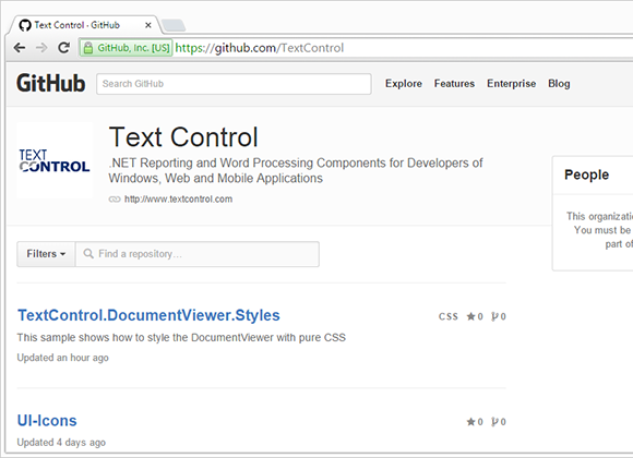 GitHub account TextControl