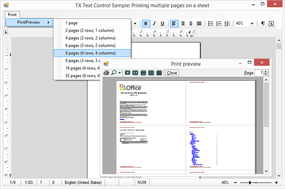 Windows Forms: Printing multiple pages per sheet