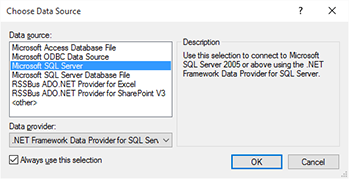 Create database excerpt files from SQL databases