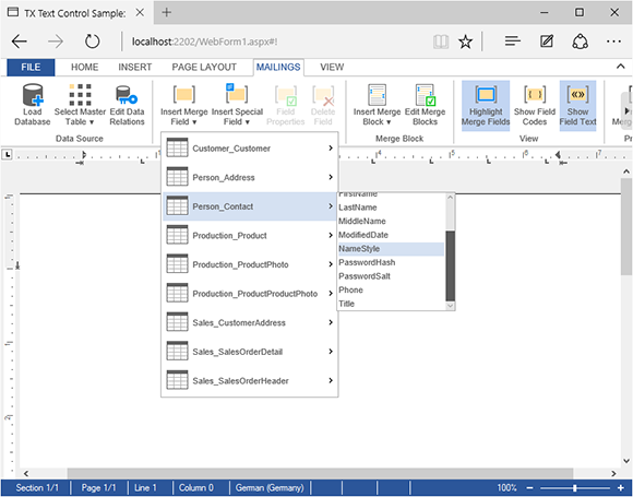 HTML5: Make merge field lists scrollable in the ribbon