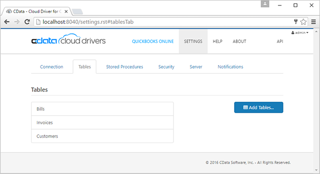 CData Cloud Drivers settings