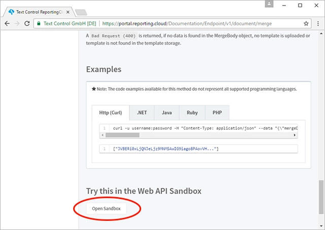 Web API Test Sandbox released on ReportingCloud Portal