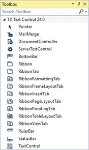 Visual Studio toolbox TX Text Control X14
