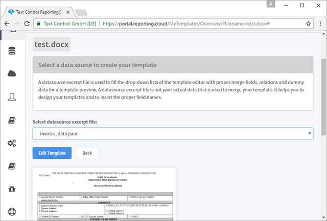 ReportingCloud: Reference implementation of TX Text Control X14 (24.0)