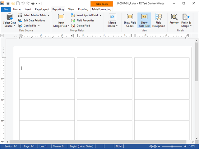 Printing labels with MS Word compatible templates and data sources