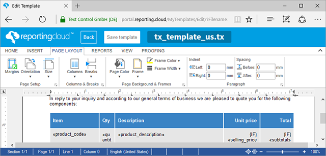 TX Text Control X14 Service Pack 1 deployed to ReportingCloud Portal and API