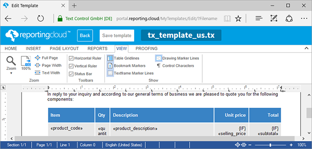 TX Text Control X14 Service Pack 1 deployed to ReportingCloud Portal and API