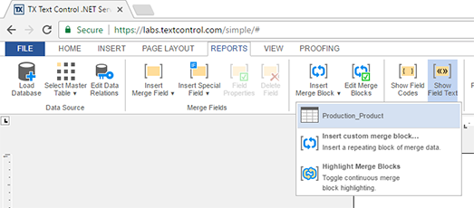 Web.TextControl: Adaptive merge field drop-down lists