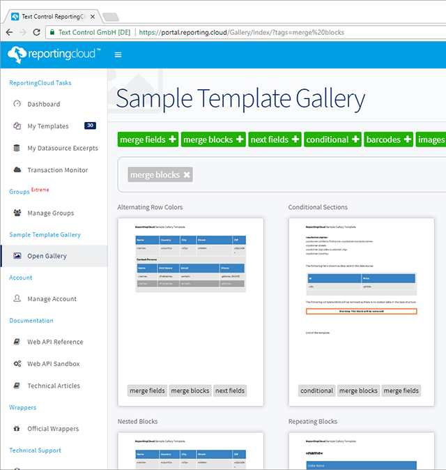 ReportingCloud: Sample template gallery launched