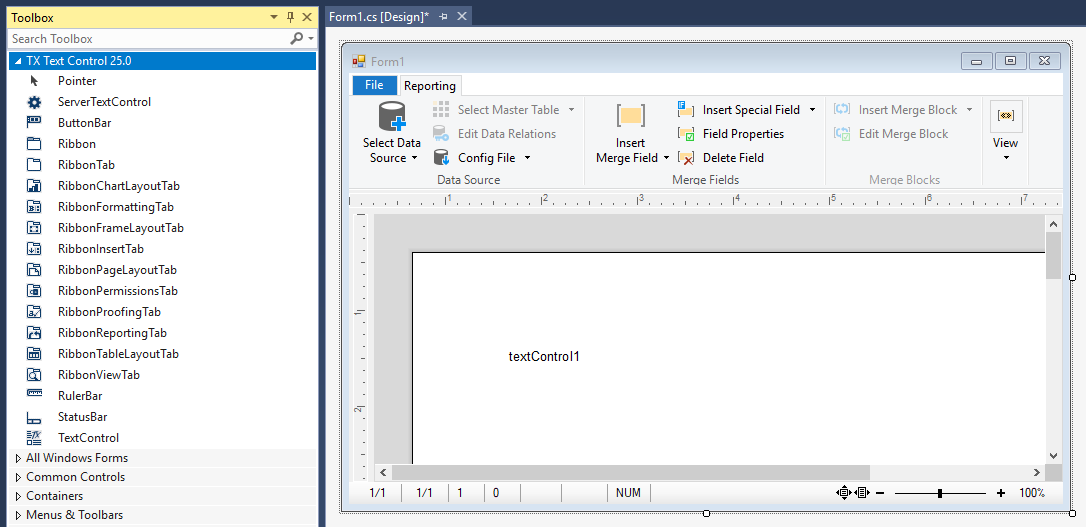 TX Text Control in Visual Studio