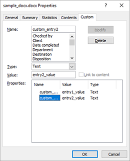 MS Word custom properties