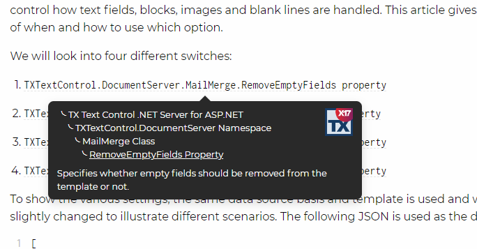 Inheritance path with links to documentation