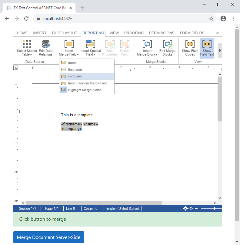 Data model in TX Text Control