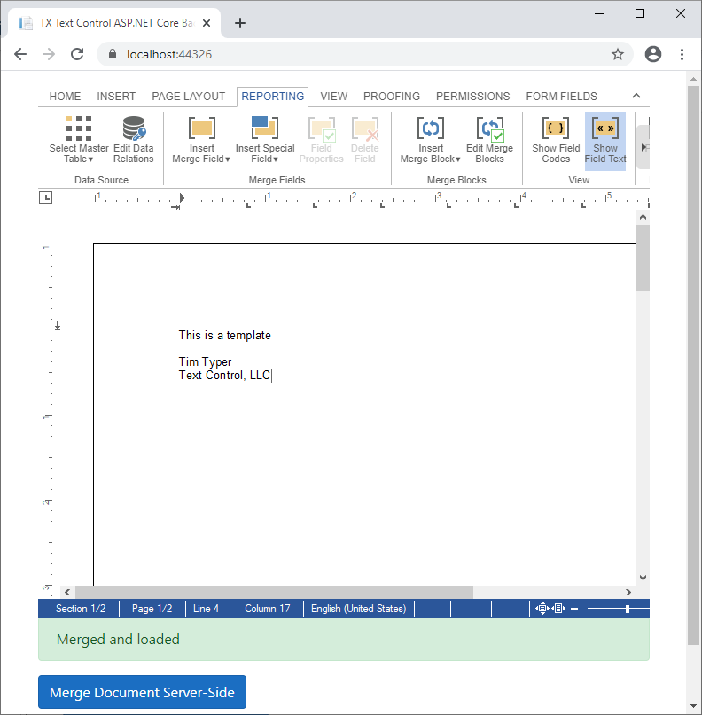 Data model in TX Text Control