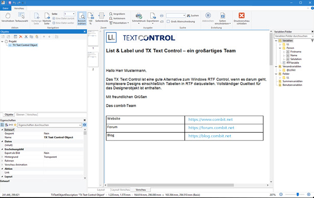 TX Text Control and List & Label