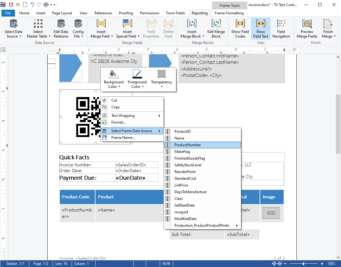 Barcode Support in TX Text Control