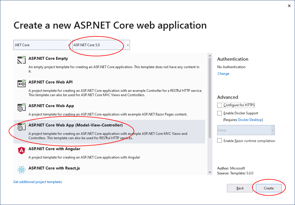 Creating the .NET 5 project