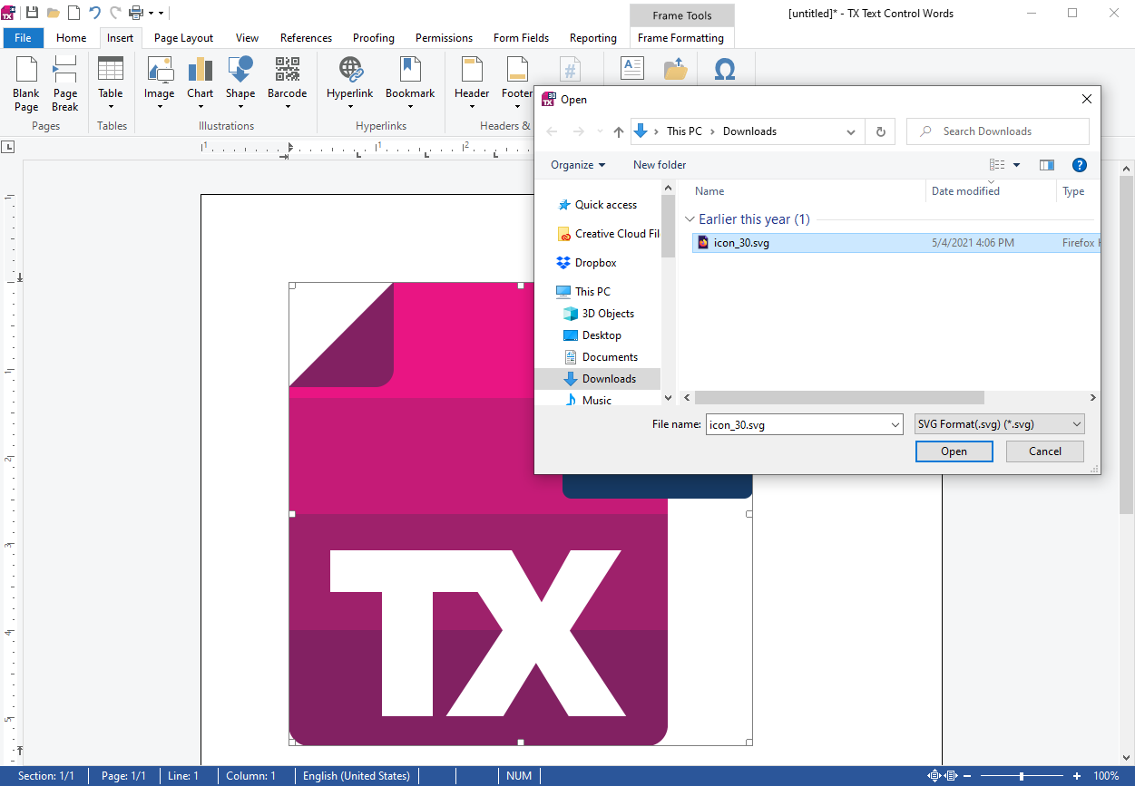 TX Text Control 30.0 Preview: Inserting SVG Images