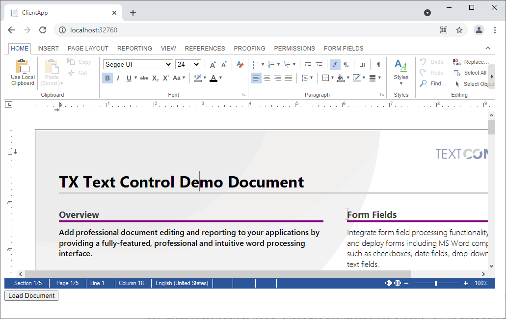 Loading documents into TX Text Control