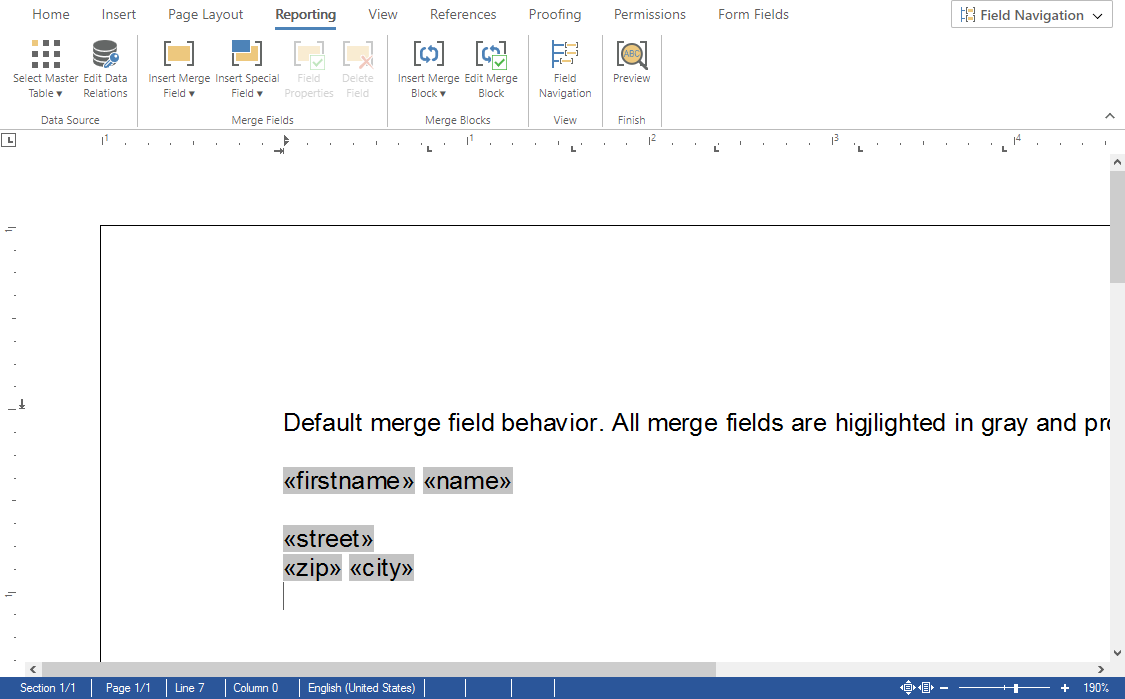 Default merge field behavior
