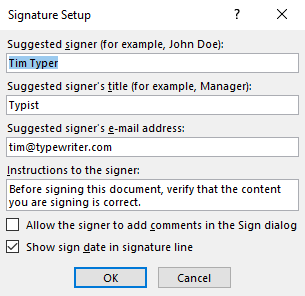 Signature Line in MS Word