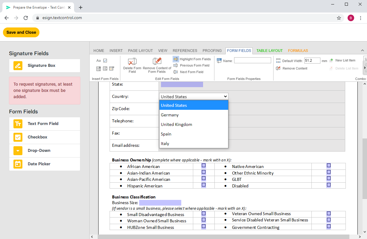 Electronic Signatures with TX Text Control