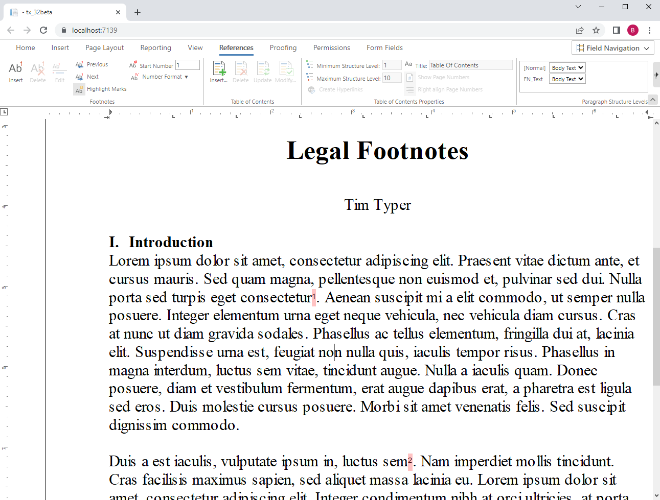 Footnotes with TX Text Control