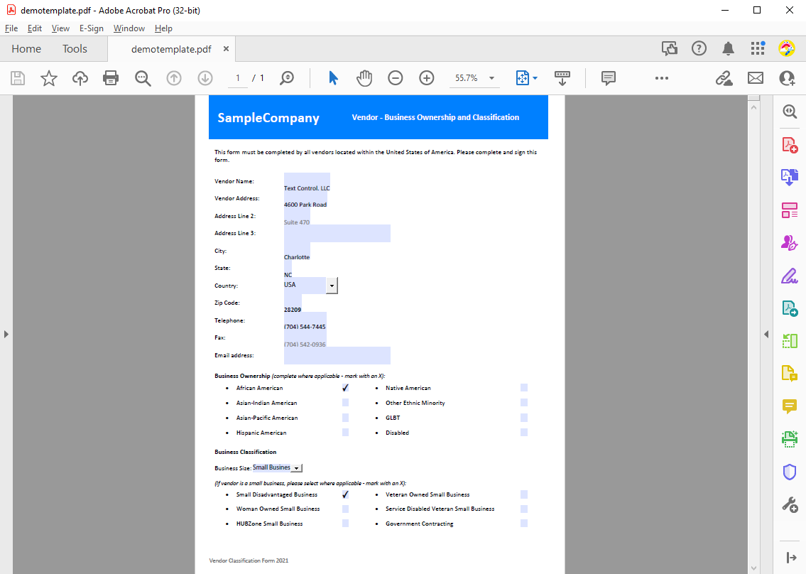 Form template