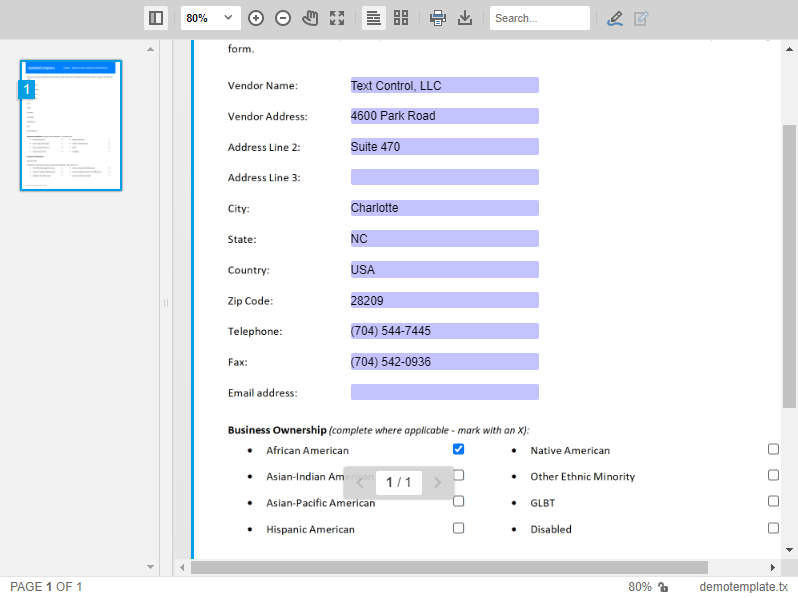 Form template