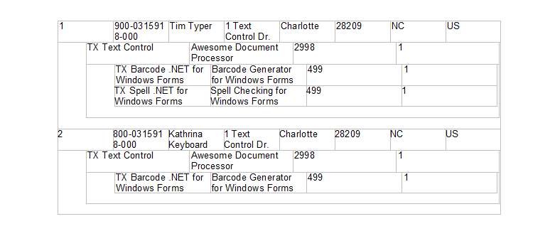 Creating tables with TX Text Control