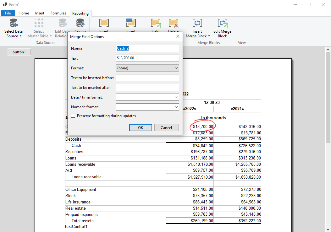 Spreadsheets in TX Text Control