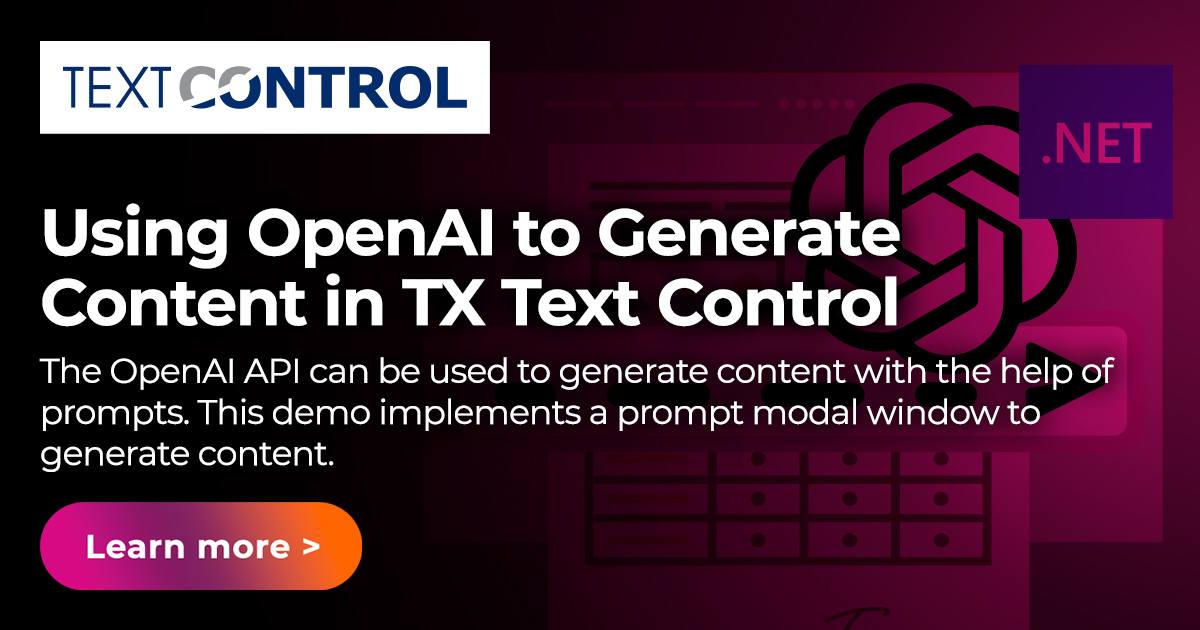 Using Openai To Generate Content In Tx Text Control Using Openai To Generate Content In Tx Text Control