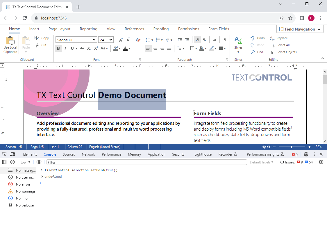 TX Text Control Document Editor Angular