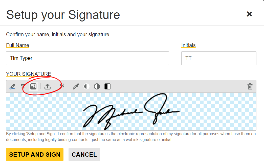 Creating signatures with TX Text Control