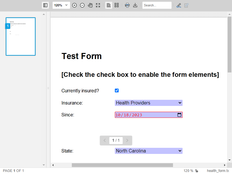 Completing forms with TX Text Control